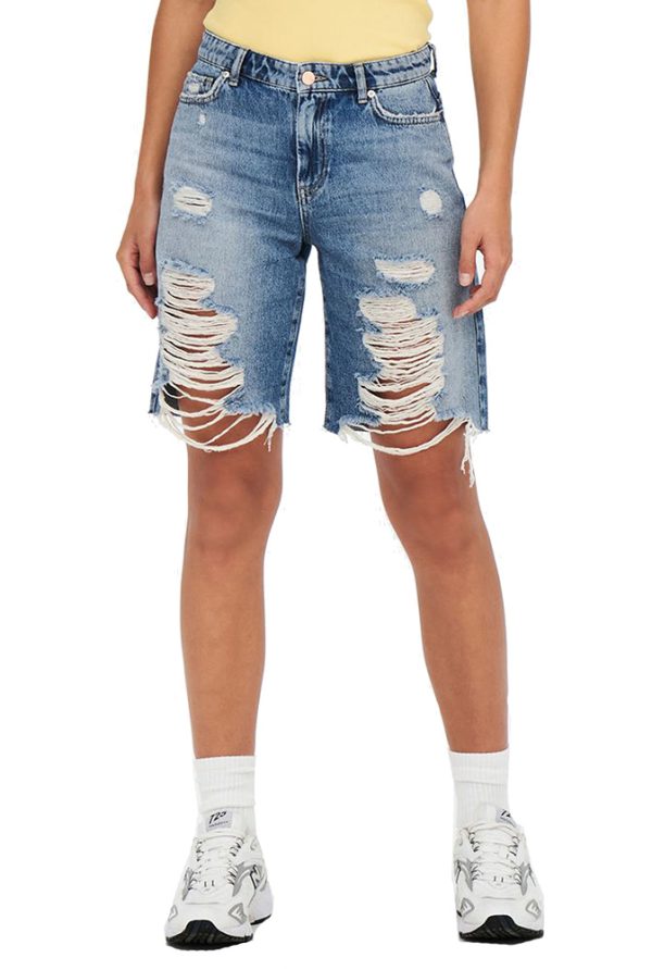 DENIM SHORTS ONLY SONNY HW WIDE DESTR LIGHT BLUE ONLY