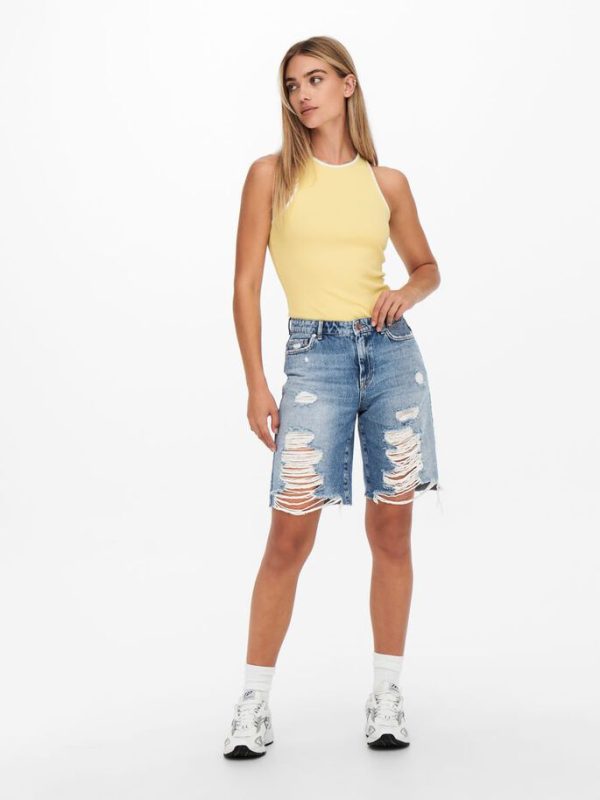 DENIM SHORTS ONLY SONNY HW WIDE DESTR LIGHT BLUE ONLY