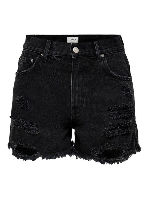 SHORTS ONLY HAPPY HW SLIT BLACK ONLY