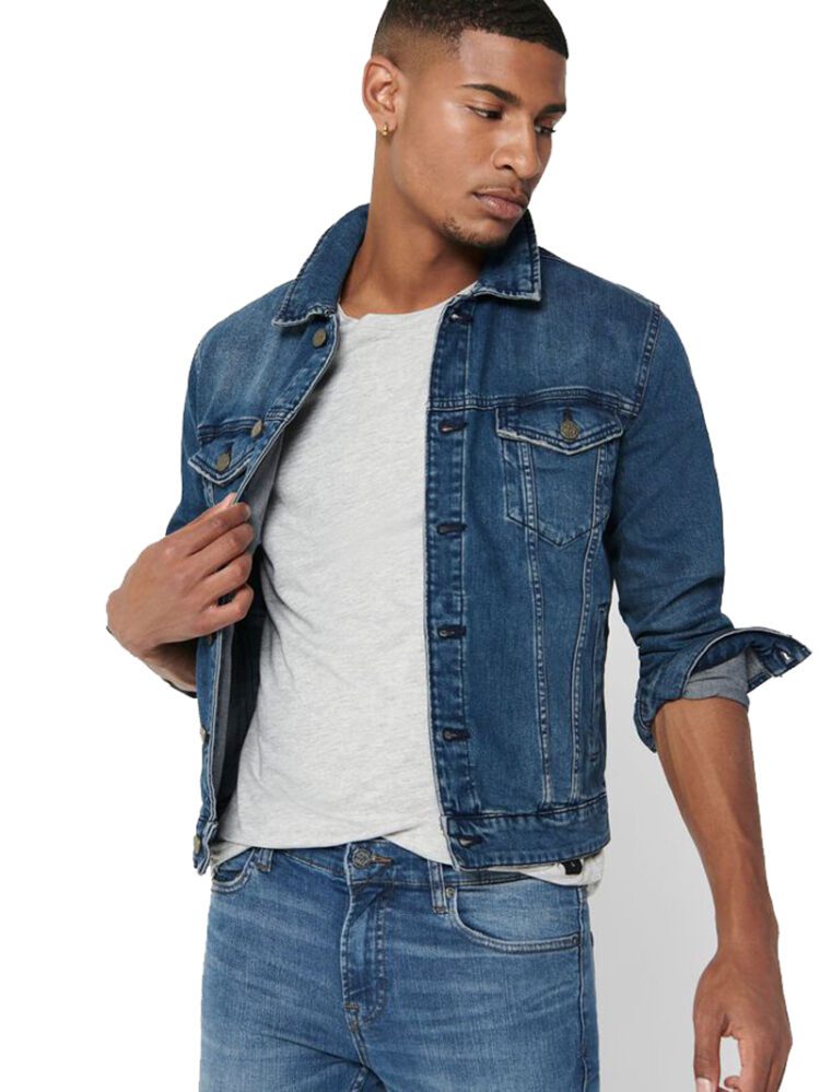 Only and Sons Ανδρικό Denim Jacket Μπλέ 1