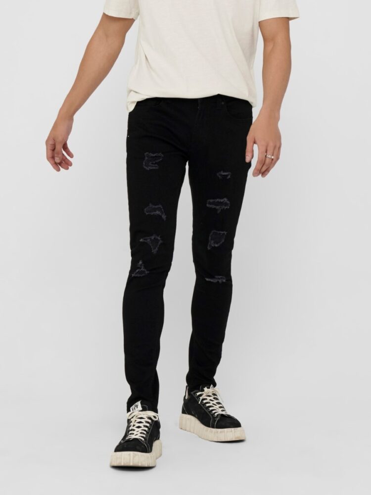 Only and Sons Skinny Jeans Μαύρο 2