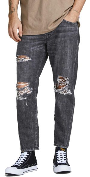 CROPPED JEANS JACK & JONES JJIFRANK JJLEEN AM 229 BLACK DENIM JACK&JONES