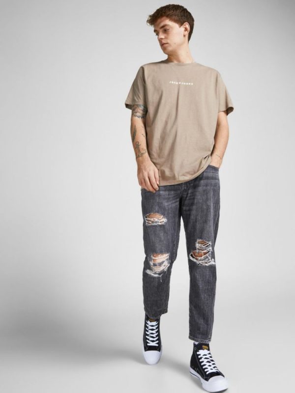 CROPPED JEANS JACK & JONES JJIFRANK JJLEEN AM 229 BLACK DENIM JACK&JONES