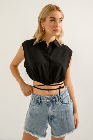 Ντένιμ σορτς με ξέφτια (LIGHT BLUE)