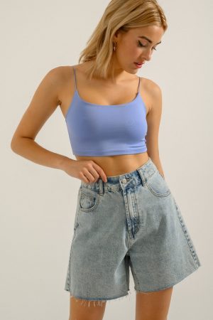 Ντένιμ σορτς με ξέφτια (LIGHT BLUE)