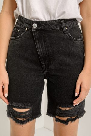 Ντένιμ βερμούδα σορτς με σκισίματα (BLACK ACID) Ντένιμ βερμούδα σορτς με σκισίματα (BLACK ACID)