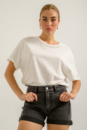 Ντένιμ σορτς με ρεβέρ (BLACK ACID)