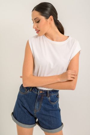 Mom fit ντένιμ σορτς (D.BLUE)