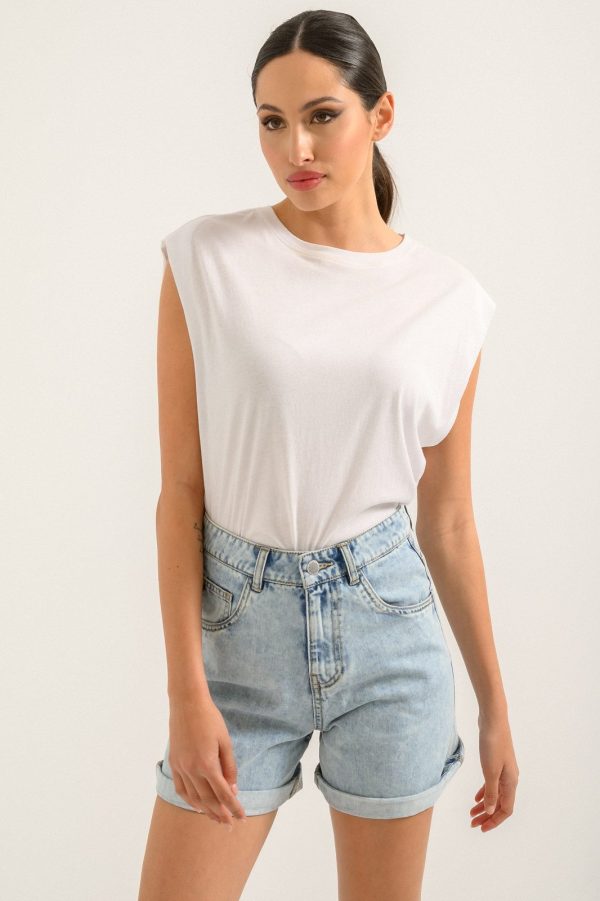 Mom fit ντένιμ σορτς (LIGHT BLUE)