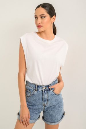 Mom fit ντένιμ σορτς (M.BLUE)