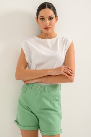 Mom fit ντένιμ σορτς (GREEN)