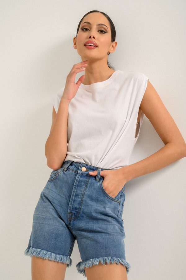 Ντένιμ βερμούδα σορτς με ξέφτια (M.BLUE)