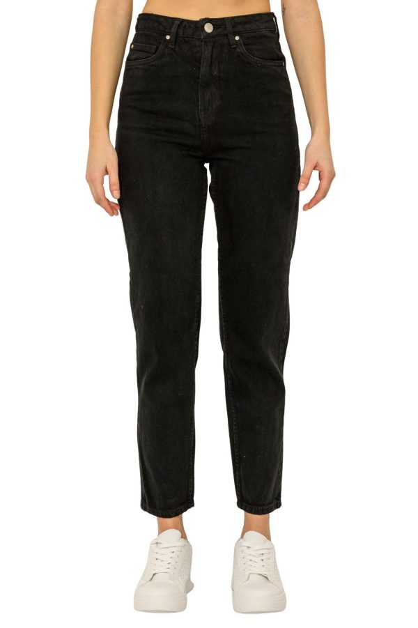 Mom fit ντένιμ (BLACK)