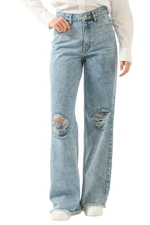 Wide leg ντένιμ με σκισίματα (M.BLUE)