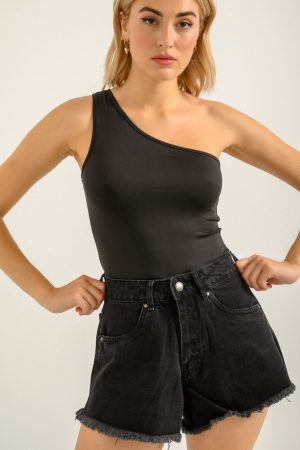 Ντένιμ σορτς με ξέφτια (BLACK ACID)