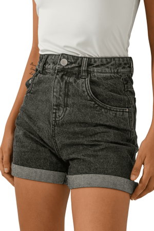 Mom fit ντένιμ σορτς (BLACK)