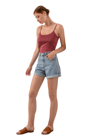 Mom fit ντένιμ σορτς (M.BLUE)