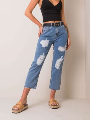 Μπλε Mom Fit Jean Παντελονι