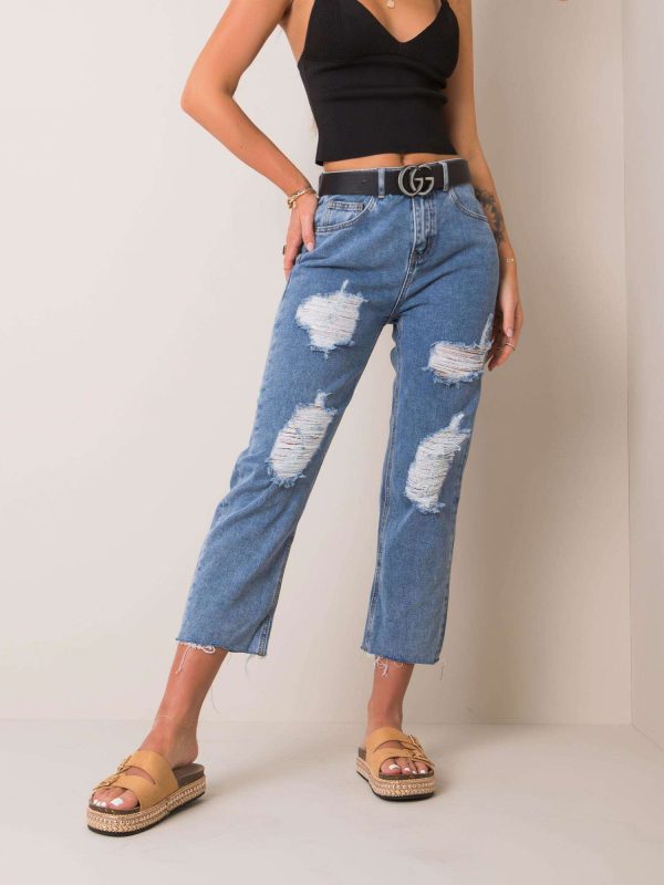 Μπλε Mom Fit Jean Παντελονι