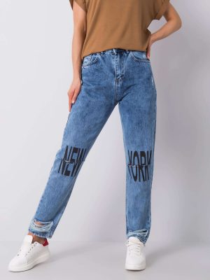 Μπλε Mom Jean Με Logo