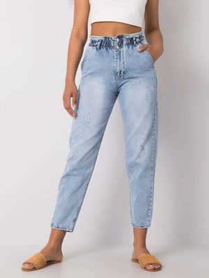 Μπλε Mom Fit Paper Jean Παντελονι