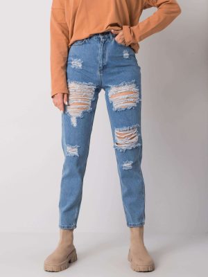Μπλε Mom Fit Jean Παντελονι