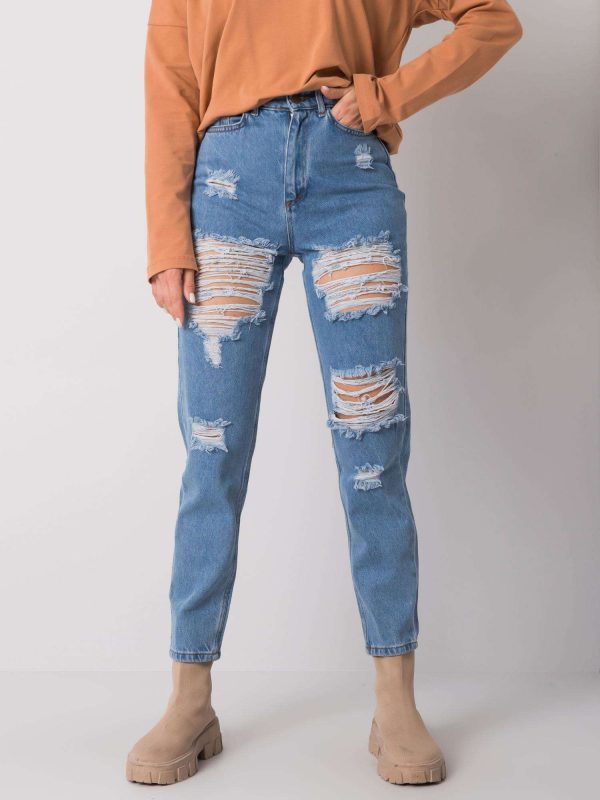 Μπλε Mom Fit Jean Παντελονι