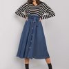 Μπλε Denim Midi Φουστα Με Ζωνη