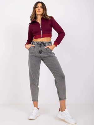 Γκρι Mom Fit Jean Παντελονι 7/8
