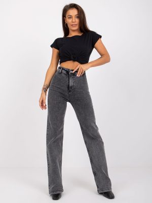 Γκρι Ψηλομεσο Straight Jean Παντελονι