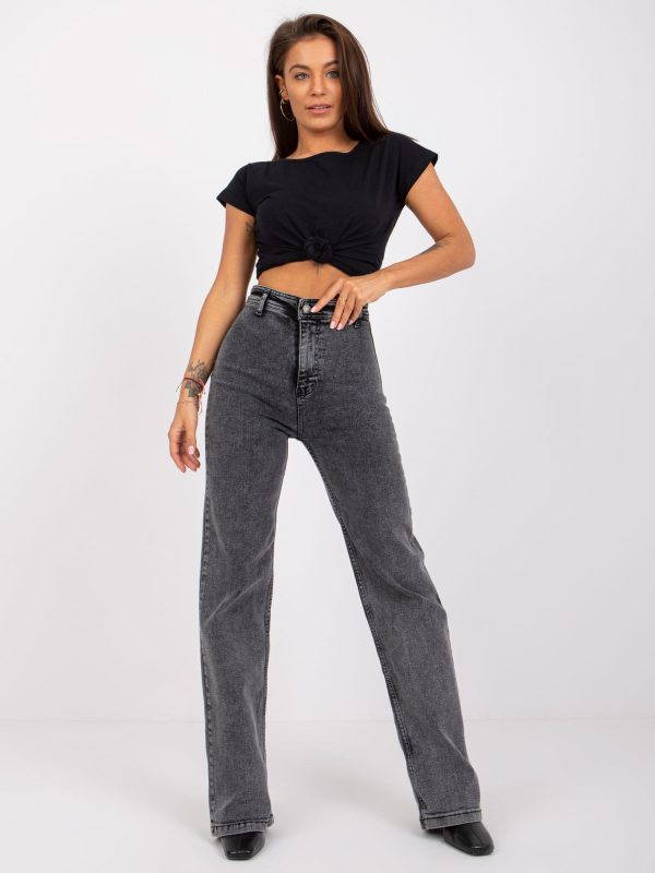 Γκρι Ψηλομεσο Straight Jean Παντελονι