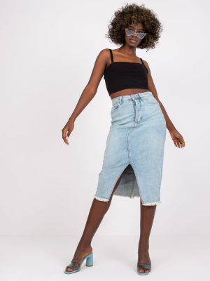 Μπλε Jean Midi Φουστα