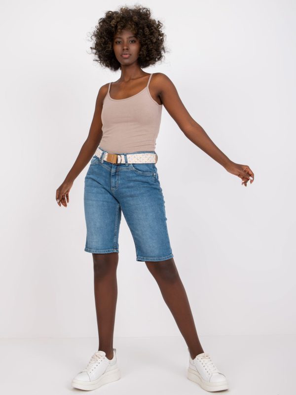 Μπλε Jean Βερμουδα Με Ζωνη