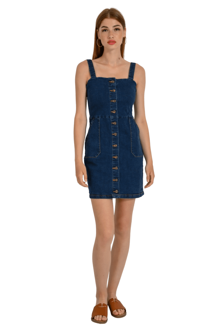 Μίνι ντένιμ φόρεμα με κουμπιά (D.BLUE)