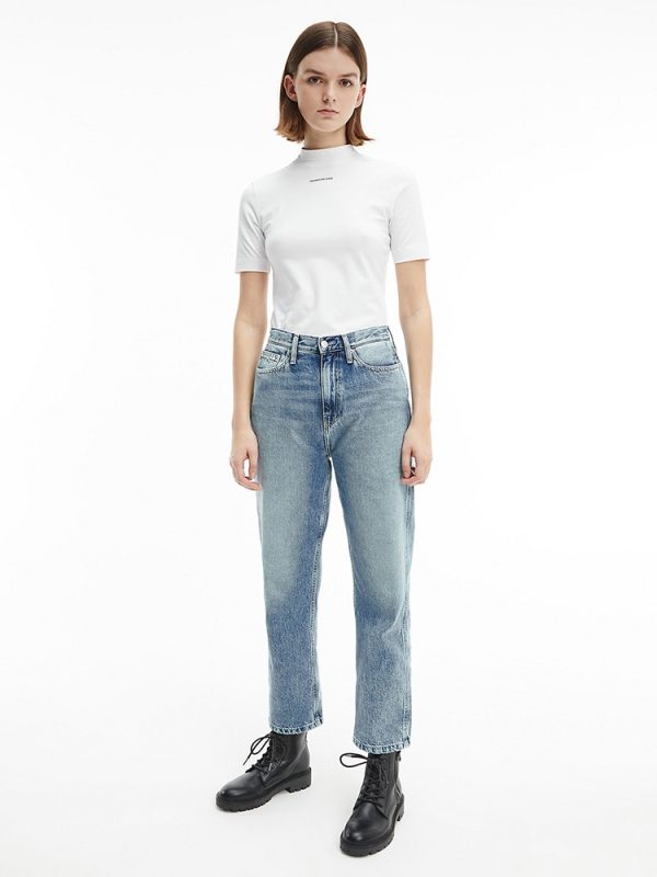 ΤΖΙΝ CALVIN KLEIN HIGH RISE STRAIGHT DENIM LIGHT BLUE CALVIN KLEIN
