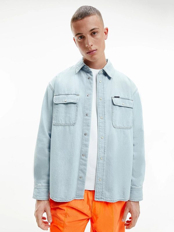 OVERSIZED DENIM SHIRT CALVIN KLEIN LIGHT BLUE CALVIN KLEIN