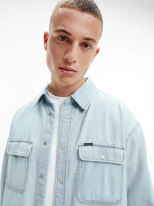 OVERSIZED DENIM SHIRT CALVIN KLEIN LIGHT BLUE CALVIN KLEIN