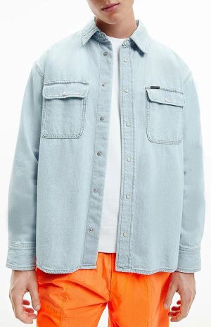 OVERSIZED DENIM SHIRT CALVIN KLEIN LIGHT BLUE CALVIN KLEIN
