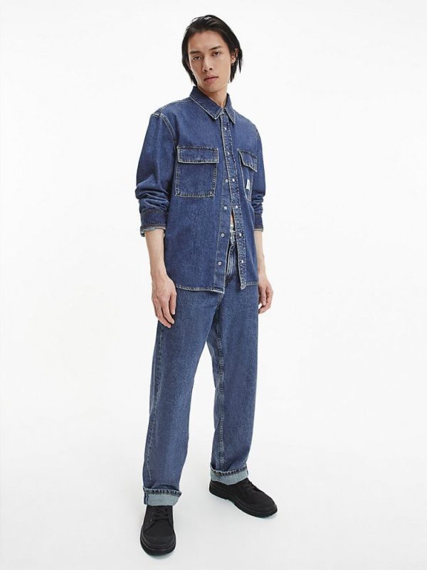 ΠΟΥΚΑΜΙΣΟ CALVIN KLEIN RELAXED UTILITY SHIRT DARK BLUE CALVIN KLEIN