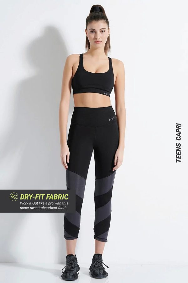 ΕΦΗΒΙΚΟ ΚΟΛΑΝ ΓΥΜΝΑΣΤΙΚΗΣ DRY FIT ΜΕ ΔΙΧΡΩΜΙΑ - ΜΑΥΡΟ