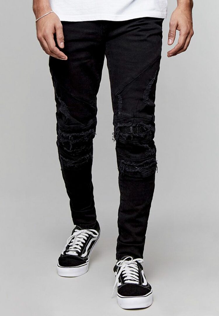 ALLDD Paneled Inverted Biker Ian Denim Pants C&S CS Black Denim