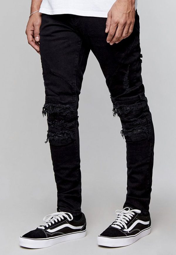 ALLDD Paneled Inverted Biker Ian Denim Pants C&S CS Black Denim