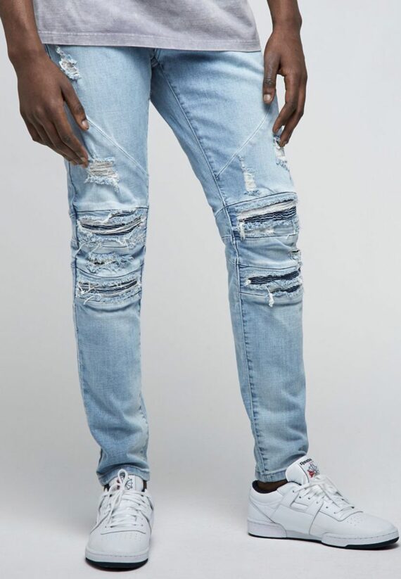 ALLDD Paneled Inverted Biker Ian Denim Pants C&S CS Light Blue