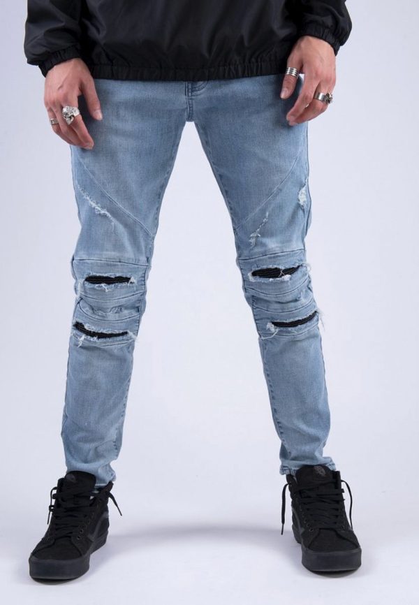 ALLDD Paneled Inverted Biker Ian Denim Pants C&S CS Light Blue