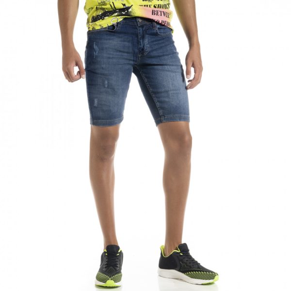 Ανδρικό γαλάζιο τζιν βερμούδα Slim fit