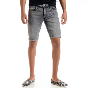 Ανδρικό γκρι τζιν βερμούδα Big Size Basic