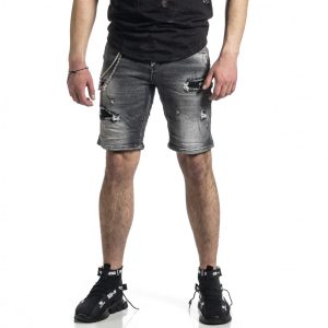 Ανδρικό γκρι τζιν βερμούδα με αξεσουάρ