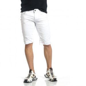 Ανδρικό λευκό τζιν βερμούδα Leox Ανδρικό λευκό τζιν βερμούδα Leox