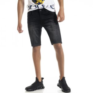 Ανδρικό μαύρο τζιν βερμούδα Big Size Basic Ανδρικό μαύρο τζιν βερμούδα Big Size Basic