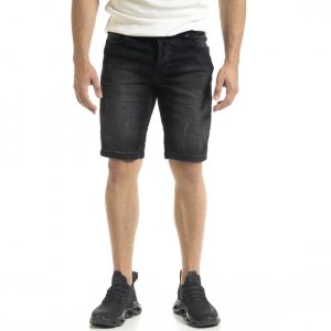 Ανδρικό μαύρο τζιν βερμούδα Blackzi Ανδρικό μαύρο τζιν βερμούδα Blackzi